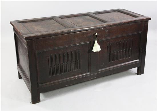 18th century panelled  oak coffer(-)